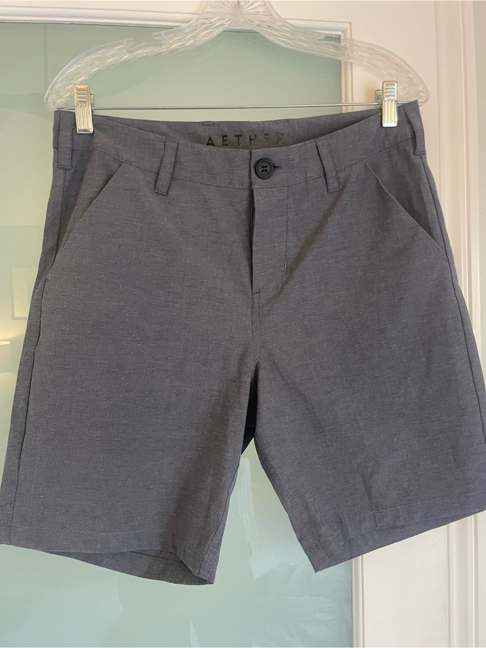 Aether Men’s Shorts Dark Gray/Blue Size 30 Button Fly Additional Buttons Inside